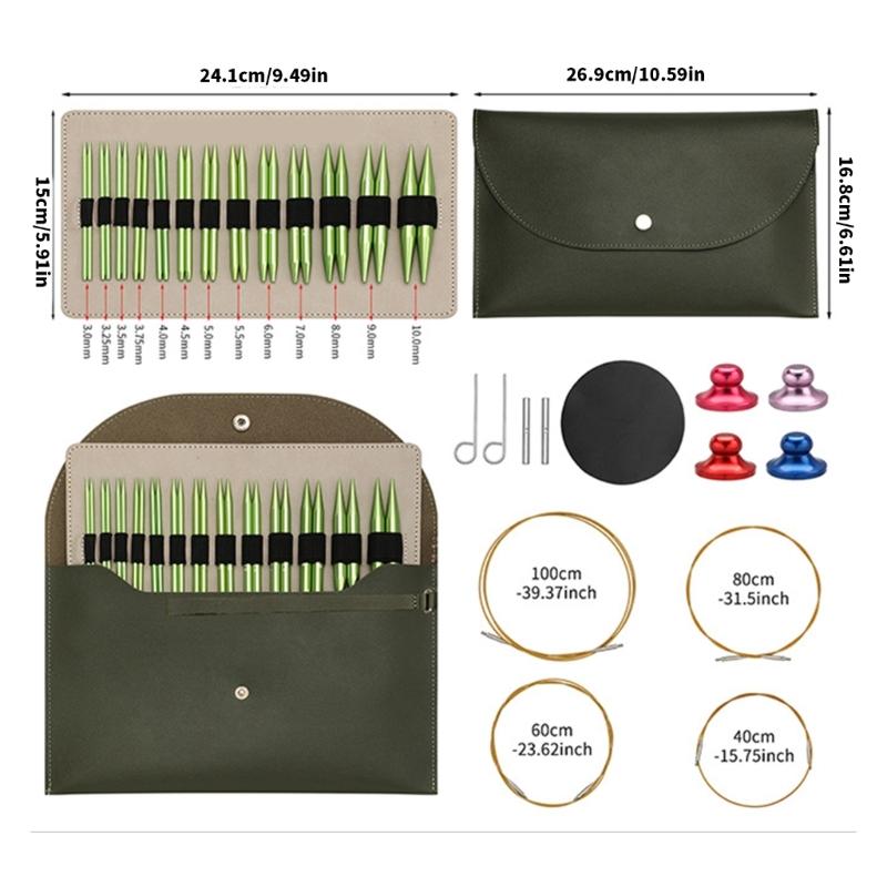 13 пар алюминиевых круговых спиц, сменный набор круговых спиц для вязания свитеров, носков, шапок