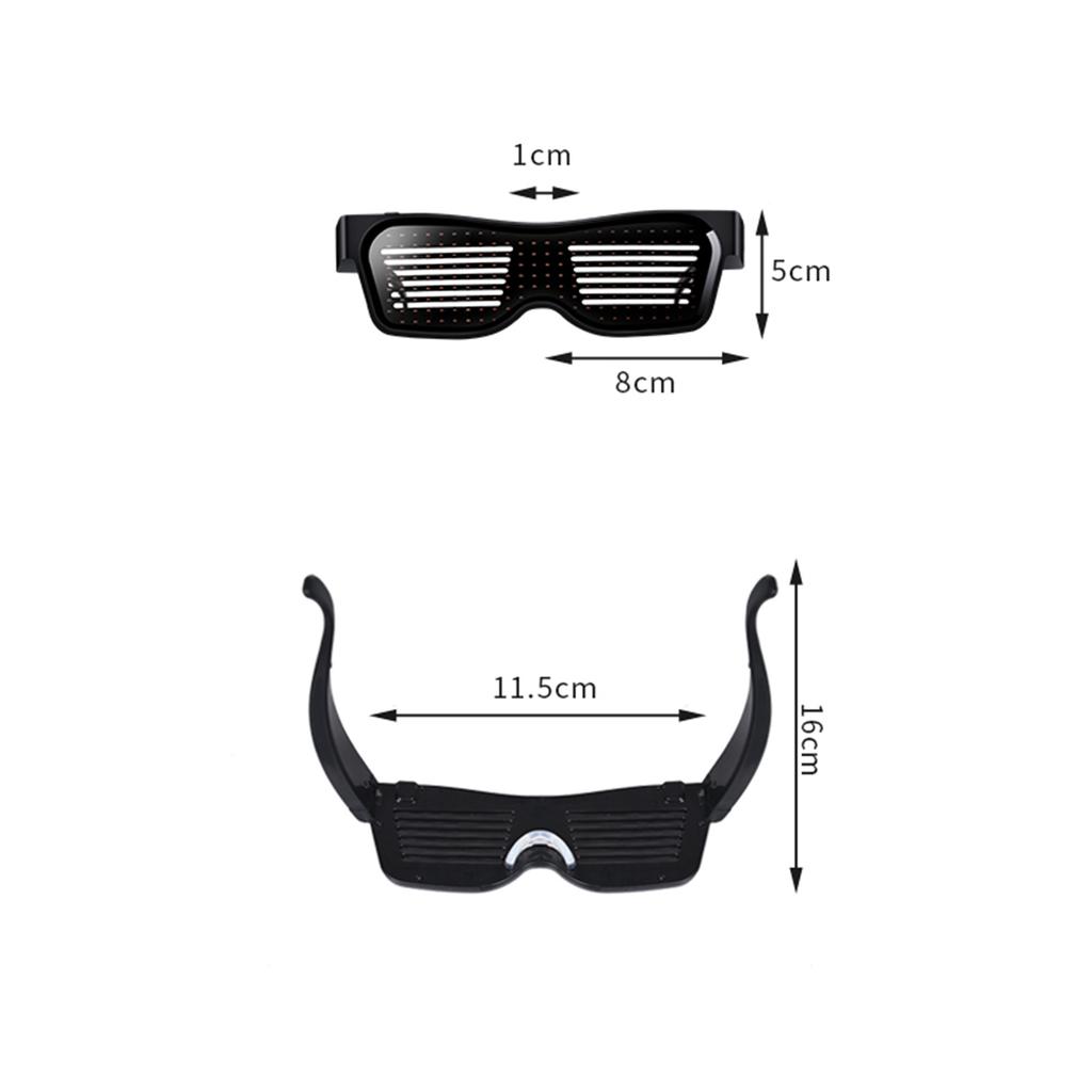 LED Glasses Customizable BT LED Glasses Colorful Light Glow Glasses DIY Messages 31 Animations 11