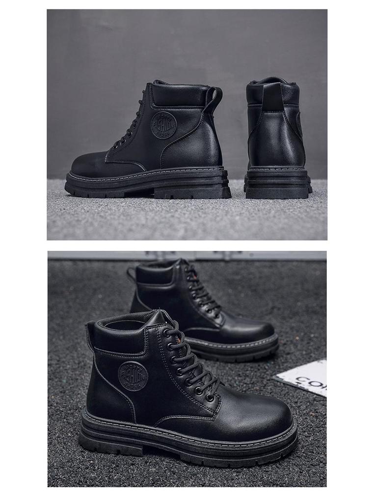 Мужские 2024 Осенние Желтые Мартинсы на Высокой Платформе - Корейский Стиль Модные Рабочие Ботинки