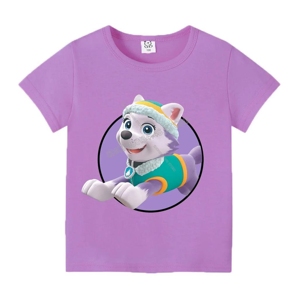Paw Patrol T-shirt for Children Cartoon Chase Skye Clothes Boys Girls Anime Clothes Kawaii Summer Kids Round Collar Tee Top Gift