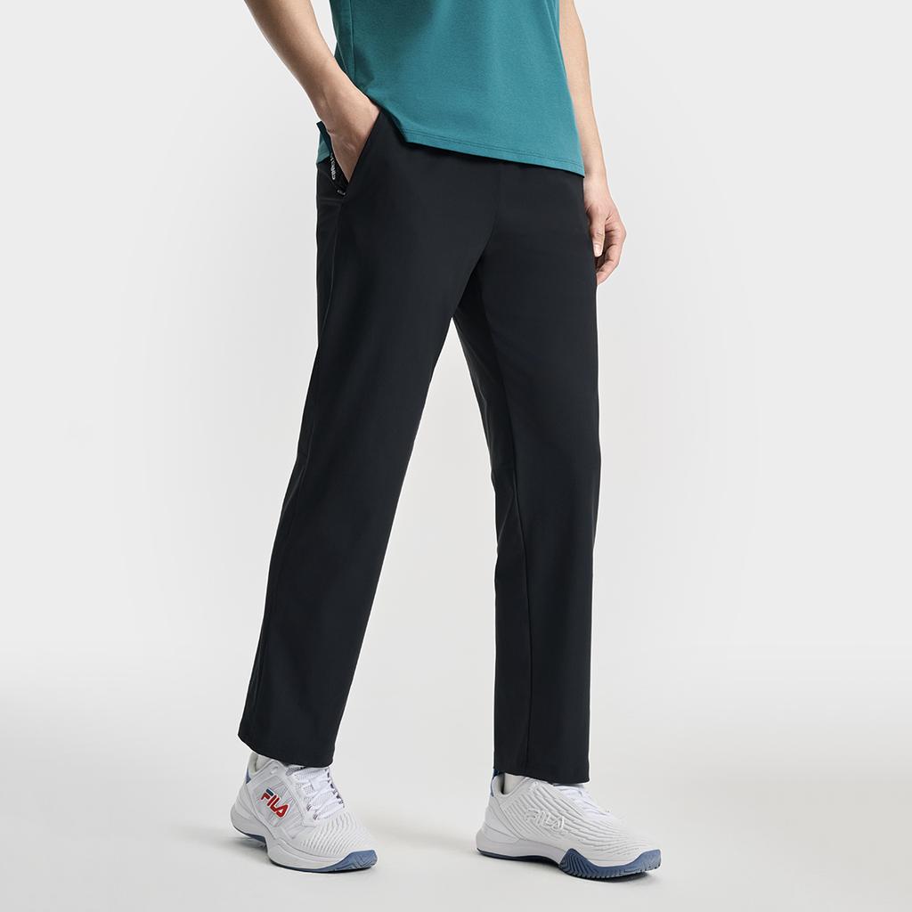 Fila Теннисная мода Универсальные Простые Мягкие Удобные Дизайн с логотипом Эластичная посадка Теннисные Крутые Трикотажные Спортивные брюки Мужские брюки Насыщенный черный A11M523601F-BK