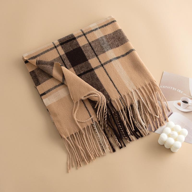 British Style Scarf Women's Winter High End New Autumn and Winter Thickening Versatile Atmosphere Warm Scarf