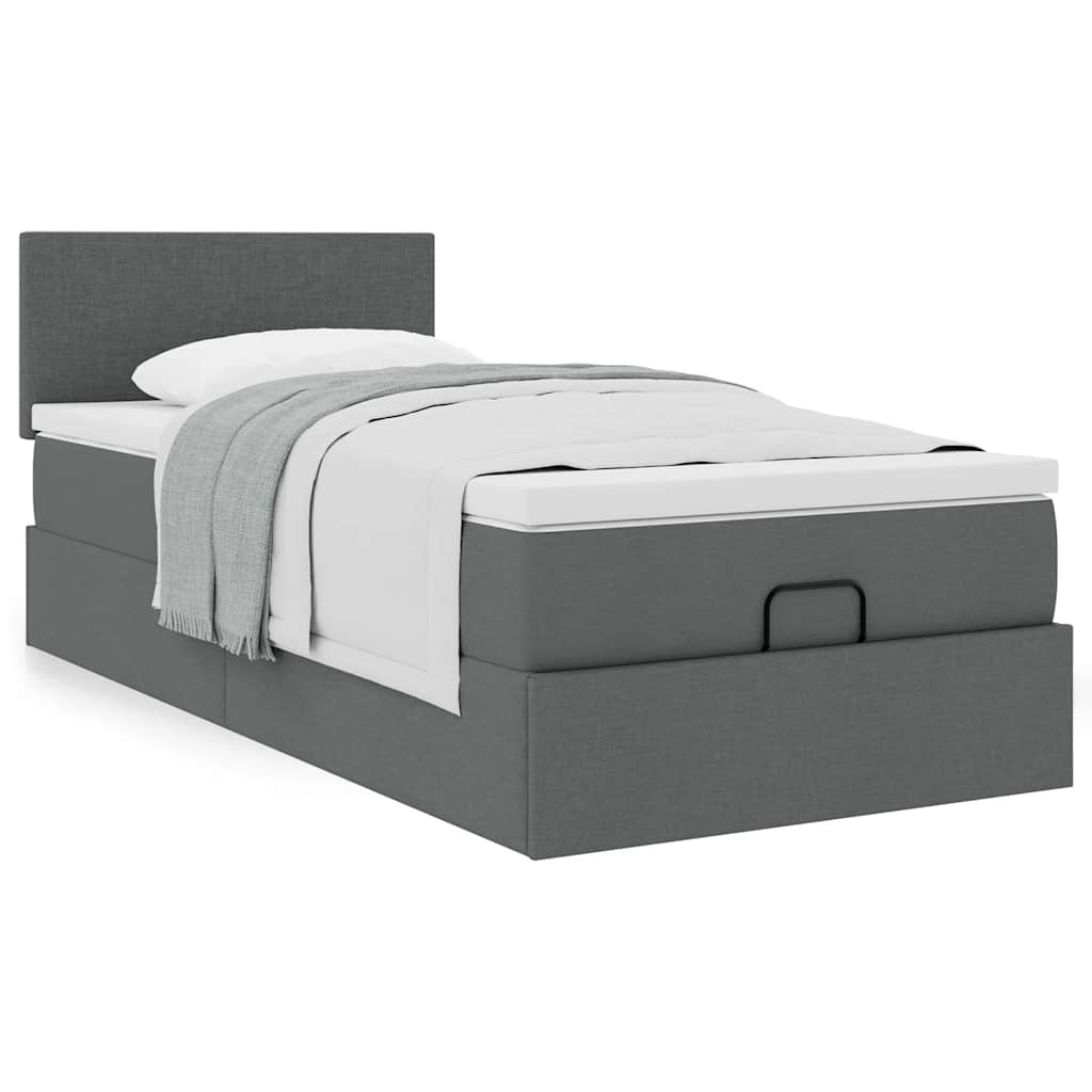 Ottoman Bed with Mattress Dark Grey 80x200 cm Fabric