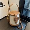 Luxury Retro Bucket Bag for Women Autumn New Chic Pluto Canvas Patchwork Elegant Feminine Crossbody Bags