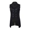 (SU)Men Sleeveless Punk Lapel Collar Double-Breasted Steampunk Gothic Coat Vest Court Swallowtail