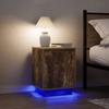 VidaXL Bedside Tables with LED Lights 2 Pcs Smoked Oak 38x34x50 Cm, Side Table, Bedside Cabinet, Accent Table 861274