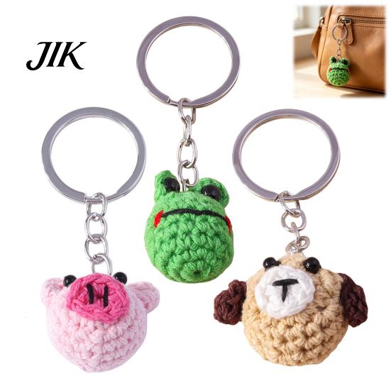 Miniature Handmade Gift for Friends Mini Crochet Animal Keychain, Cute Knit Pig Frog Dog Bag Yarn Key Ring Charm, Soft Pendant Accessory Backpack