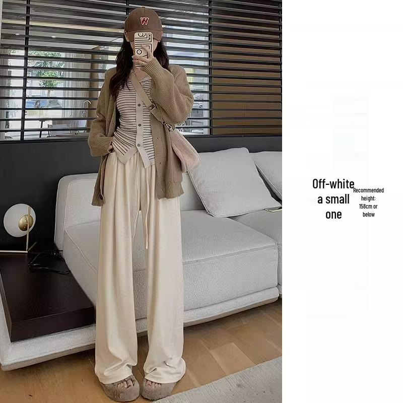 Брюки с высокой талией и широкими штанинами из мягкой пуховой ткани для женщин, повседневный стиль для весны и осени