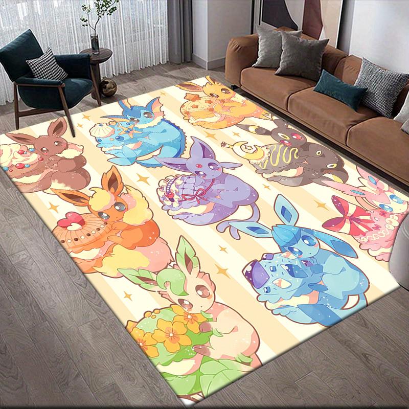 Eevee Pokemon2 Square Area Rug, Non-Slip Floor Mat for Home Decor, Perfect Gift for Eevee Fans.chl