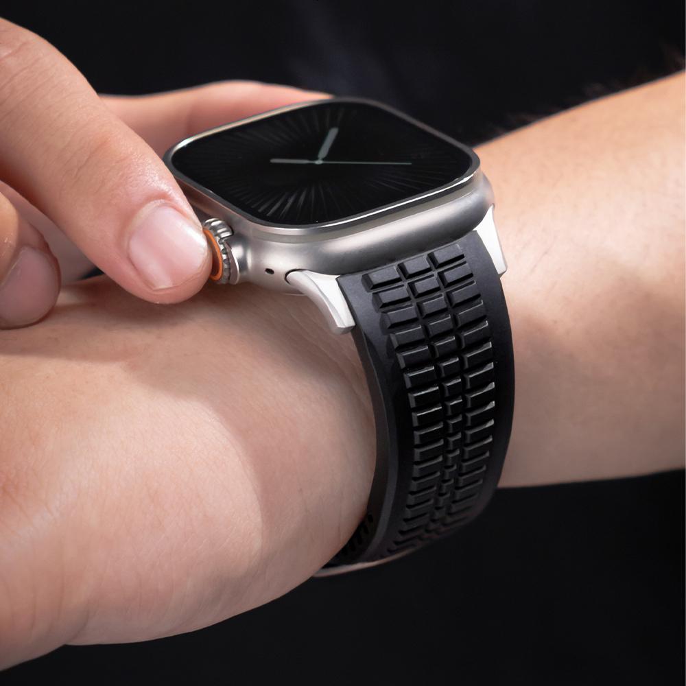 Спортивный силиконовый ремешок для Apple Watch Ultra 3/2 49 мм 46 мм 45 мм 44 мм Роскошный металлический браслет для iWatch Серии 11 10 9 8 7 Se Ремешок