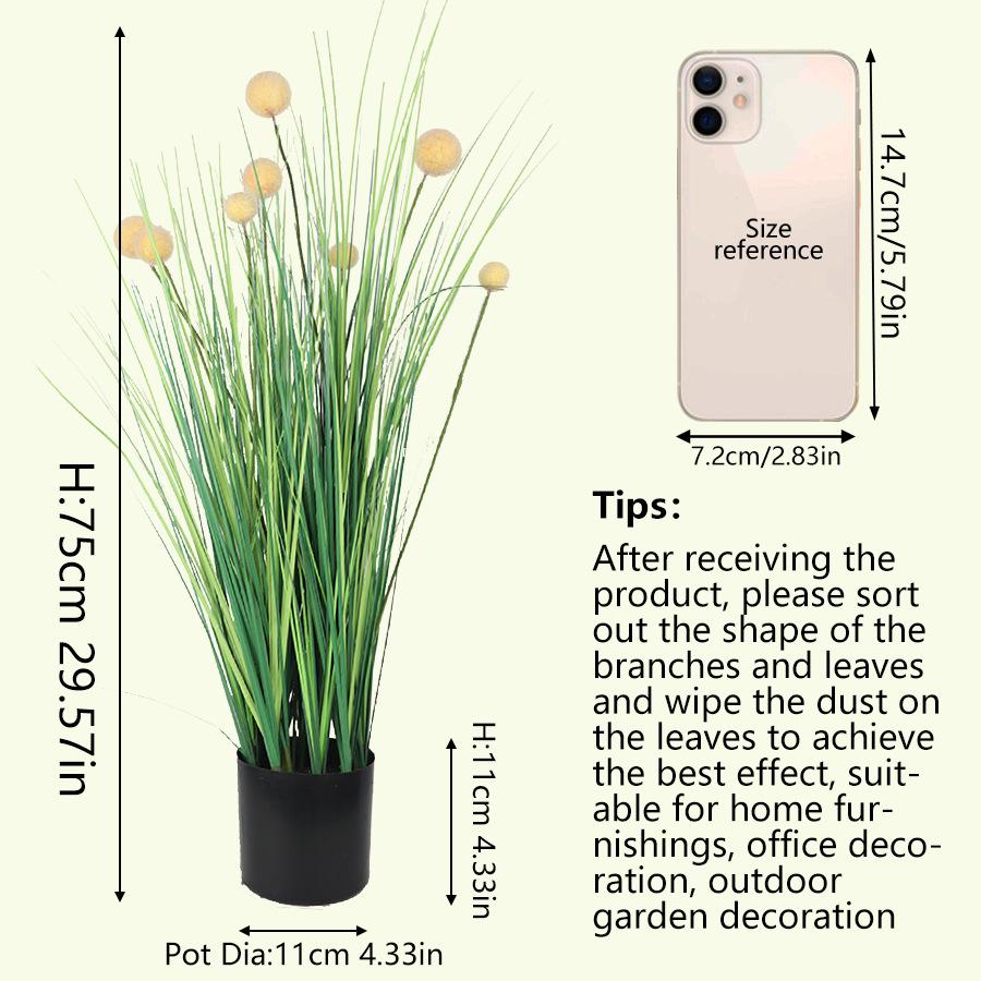 Artificial Onion Grass in Pot for Home and Garden Decor