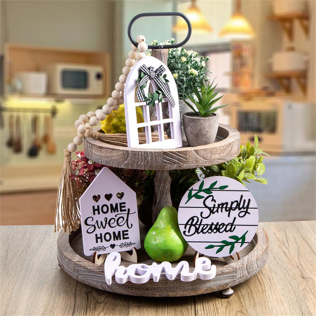 Орнамент Многослойный Поднос Декоративный Деревянный Многослойный Поднос Обеденный Стол Домашний Открытый Декор Знаки