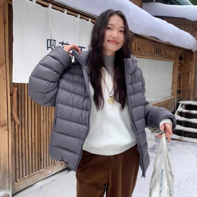 Womens Lightweight Hooded Down Jacket Short Puffer Coat 50% Duck Fill Casual Winter Outerwear