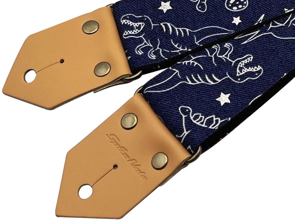 Spice Note Guitar Strap, PP50 Series Dinosaur, Polypropylene Fabric, Denim-Style Print, Made In Japan, Length 820mm-1450mm, Blue, ES-PP50DSPBLU
