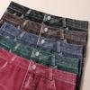 Women Shorts High Stretchy Imitation Denim Short Leggings with Pockets Tight Fitting Summer Shorts Daily Wear