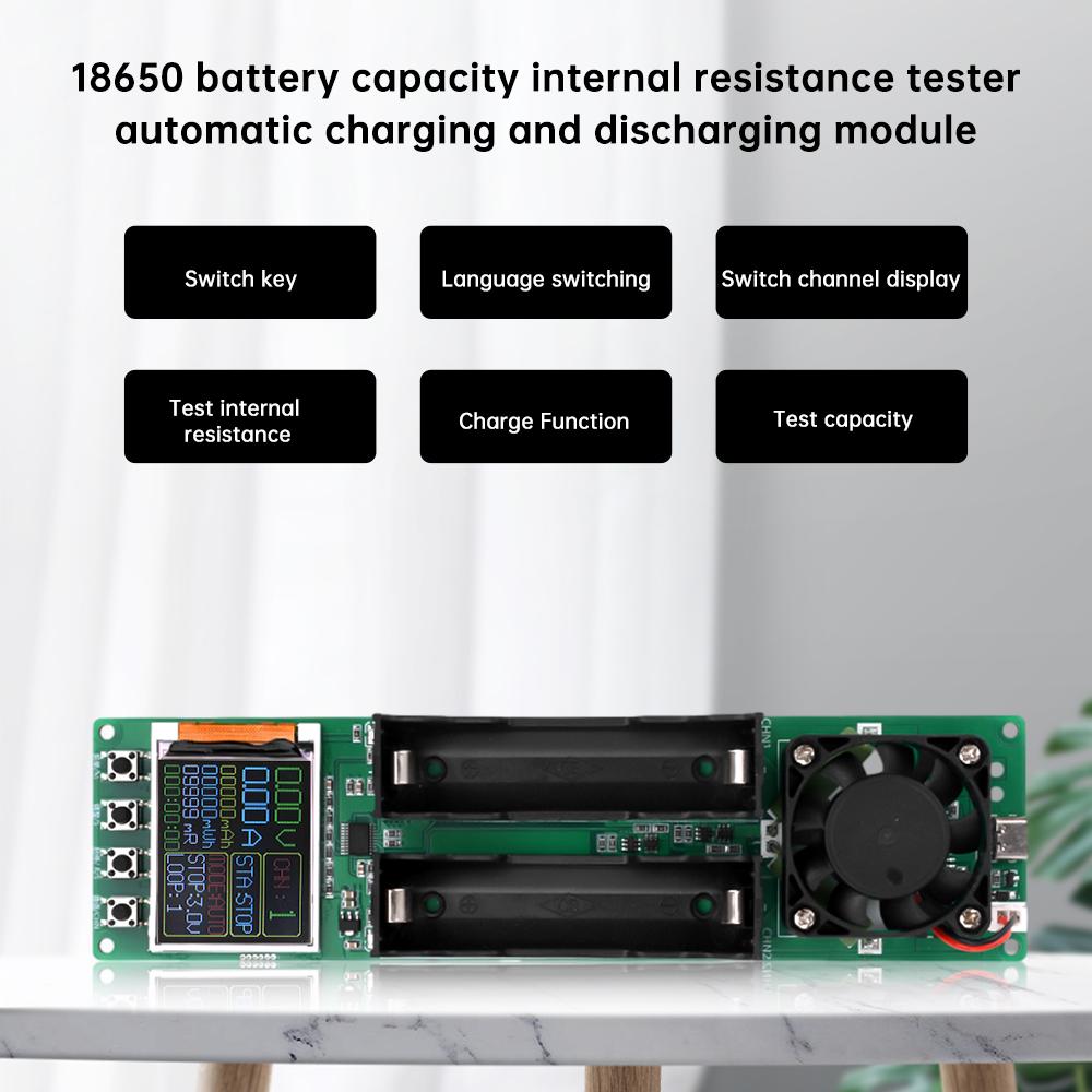 DC 5V 18650 Lithium Battery Capacity Tester Module 2-Channel Digital Battery Power Detector Module Type-C Interface