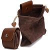 Medieval Renaissance Bushcraft Bag Leather Cover Buckle Foldable Heavy Duty Tool Pouch with Drawstring for Outdoors Camping Bags