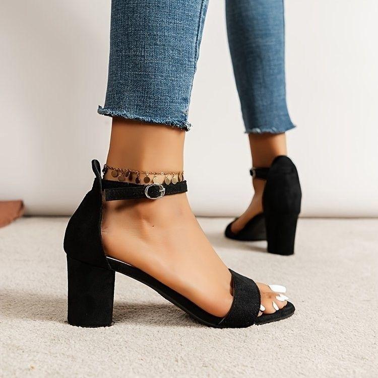 Женские сандалии с ремешком на щиколотке, летние, новые, универсальные, модные, фея, с открытым носком, на толстом каблуке, на высоком каблуке, женские