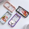 Cat Ear Soft Phone Case for iPhone 16 15 14 13 12 11 Pro Max Plus XR X XS TPU Anti-Drop Transparent Acrylic Back Cover NY23 New Year Christmas Art