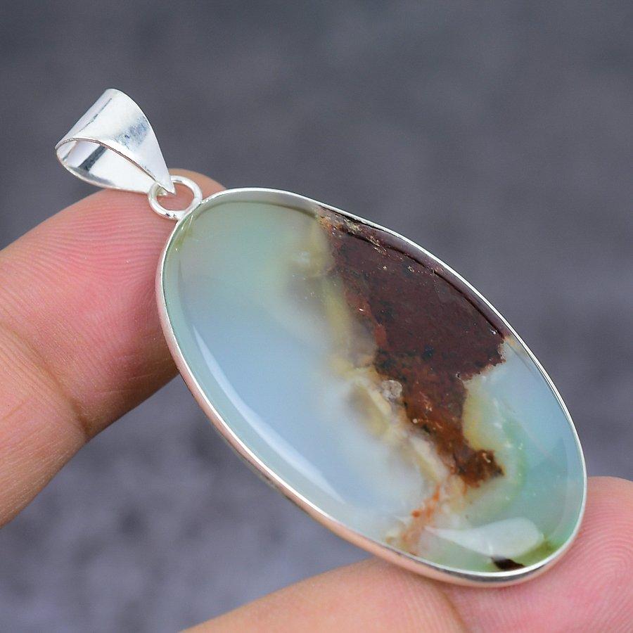 Подвеска из стерлингового серебра 925 пробы с натуральным хризопразом 2,13 дюйма a7U34