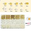1890pcs Round Shape Pearl Beads Set with Gold Beads Jewelry Making Beads  for Necklaces