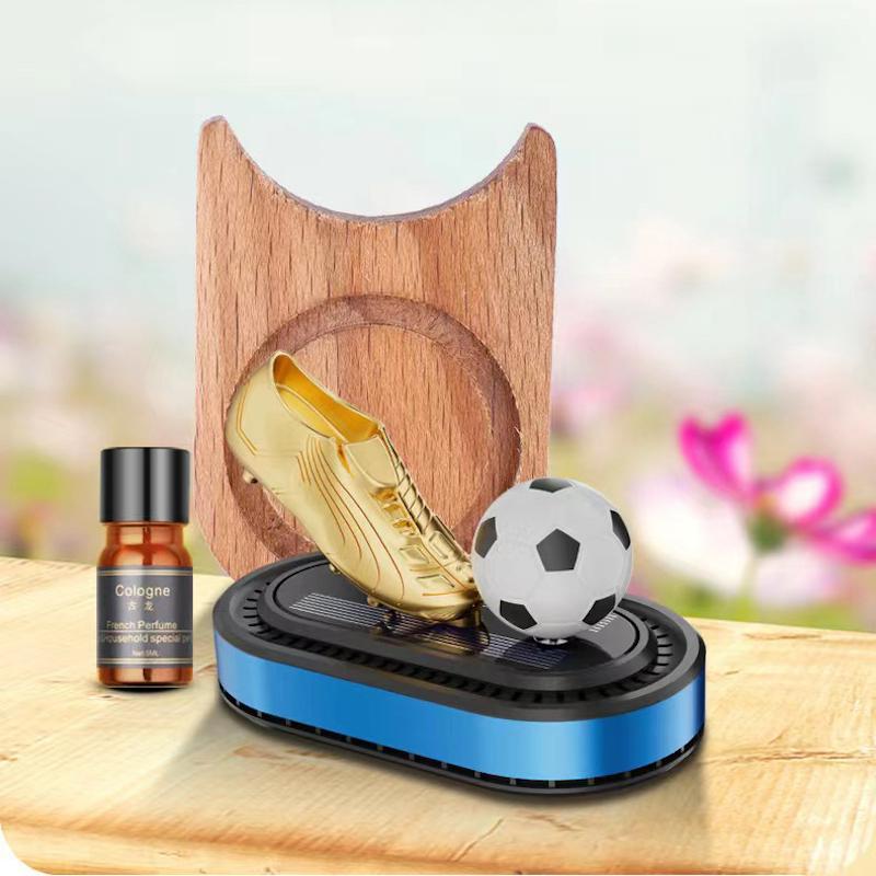 Вращающийся футбольный мяч в форме солнечной батареи для автомобиля, ароматерапия, долговечный освежитель воздуха для автомобиля