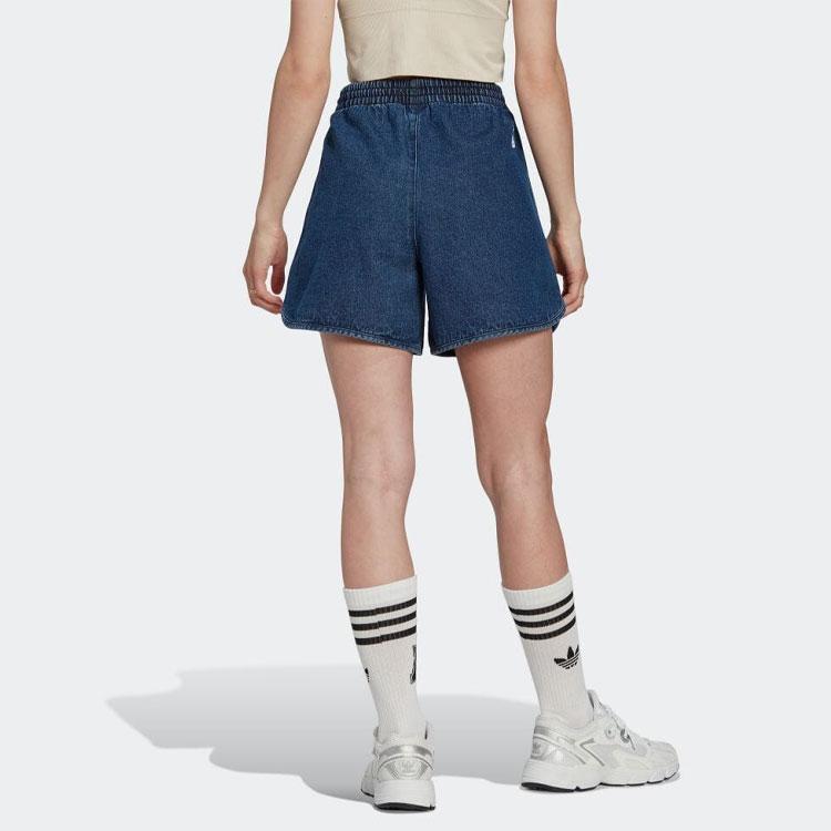 Adidas Прямые джинсы с высокой талией и однотонной нашивкой-логотипом Женские брюки синего цвета HL9071