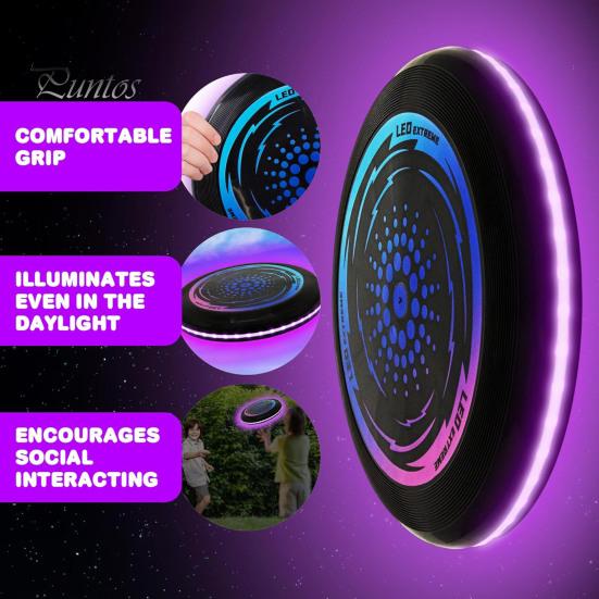 Kids Soft Flying Disc Toy Light-up Throwing Disc Game Outdoor Garden Lawn LED Flying Saucer Parent-child Family Game Boys Girls Gift