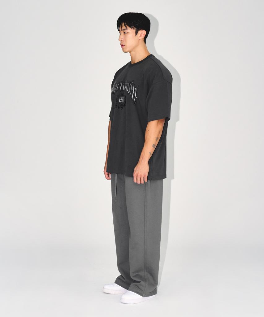 BORN TO WIN Chrome B Semi Wide Pants [Charcoal]