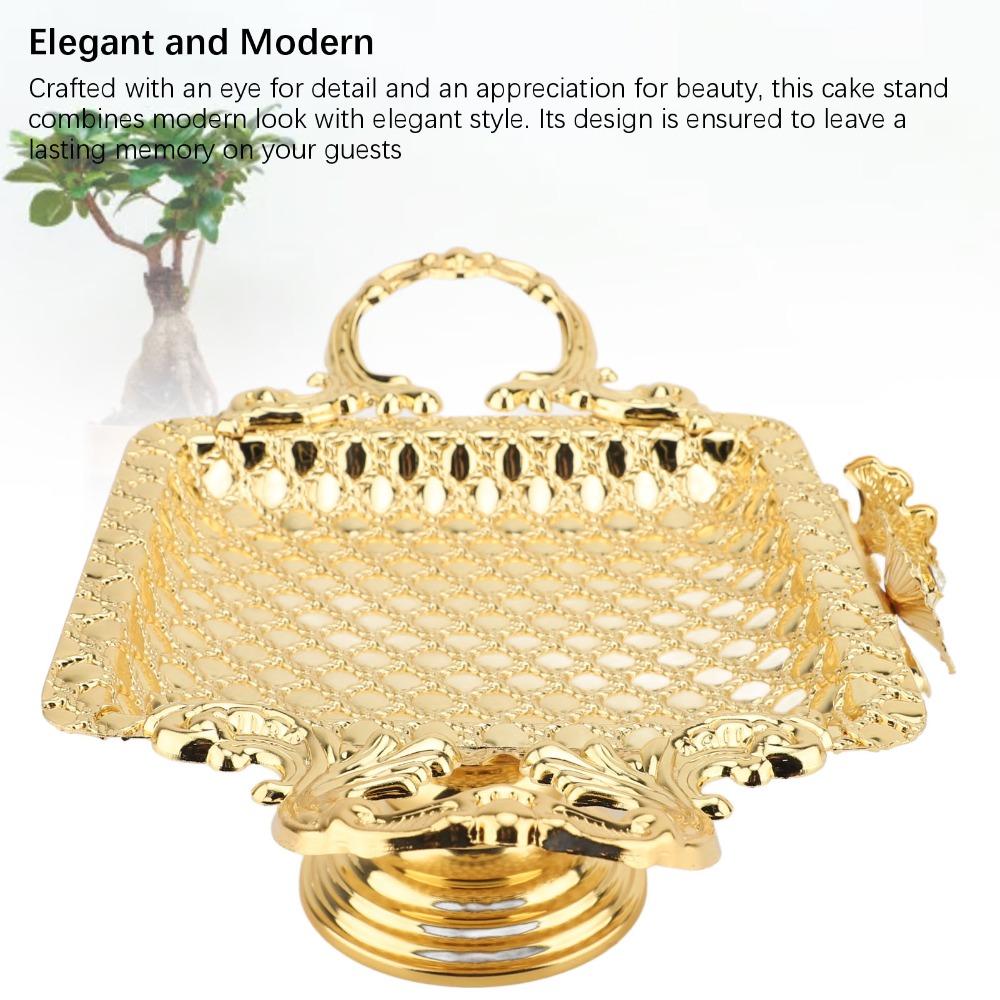 2pcs Gold Dessert Serving Tray Alloy Cupcake Display Stand Cake Serving Stand Wedding Celebration