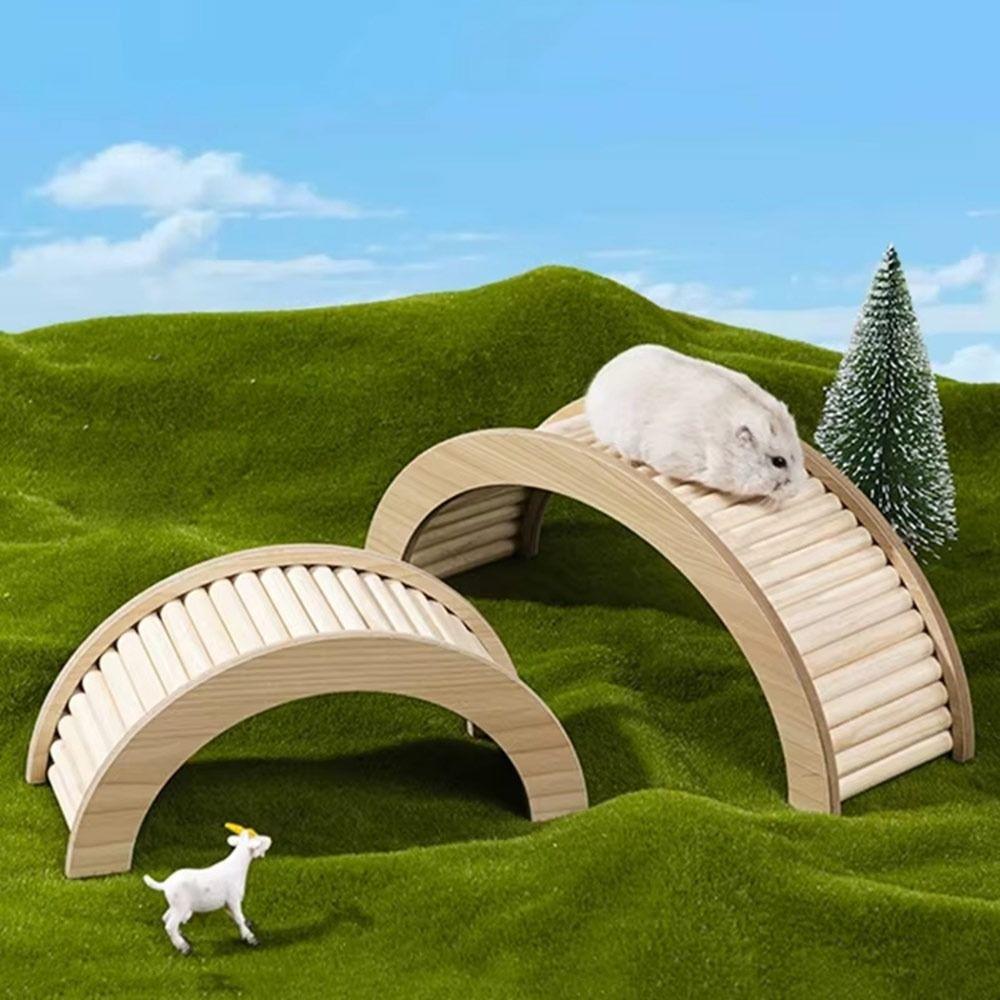 with Hiding Hole Hamster House Smooth Hamster Wooden Bridge for Guinea Pigs Rats Small Animals