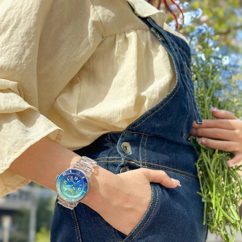 Авторизованный дистрибьютор Часы Ice watch 021435 Ice clear sunset прозрачные бирюзовые Medium Day Date [Ice watch] мужские [ICE sunset]