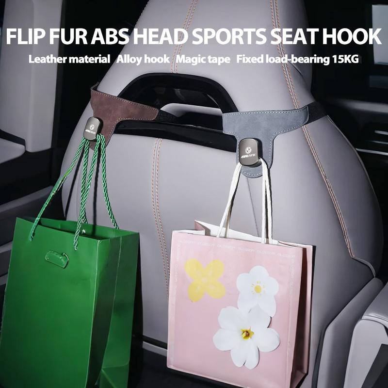 Hanging Car Seat Back Hooks Flip Fur Leather Headrest Hanger For BMW M F10 F20 F30 F40 F15 F25 F26 F31 F49 E62 E83 E84 GWJDH1