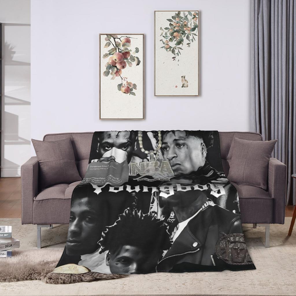 YoungBoy Never Broke Again Blankets Super Warm Street Trend Plush Throw Blanket For Outdoor Travel Flannel Bedspread Bed Cover