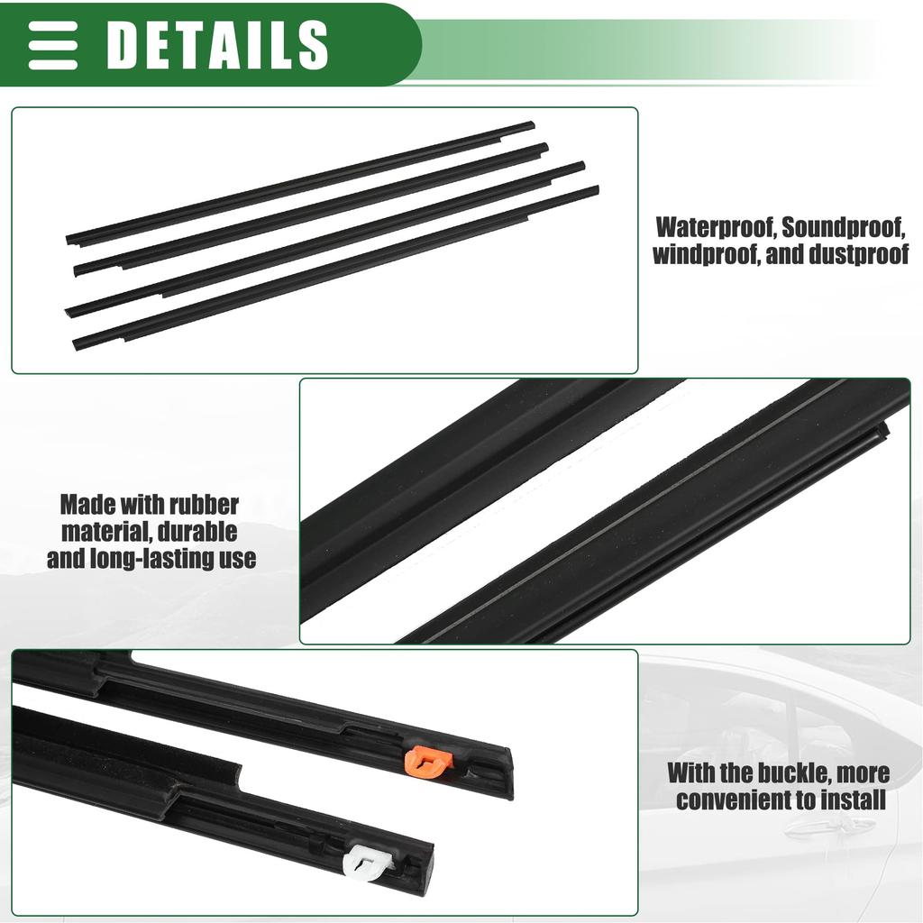 uxcell Уплотнитель для оконной отделки, совместим с Toy Ota, совместим с Prius, резиновый, черный, 1 комплект, 2004-2009, 75710-47010