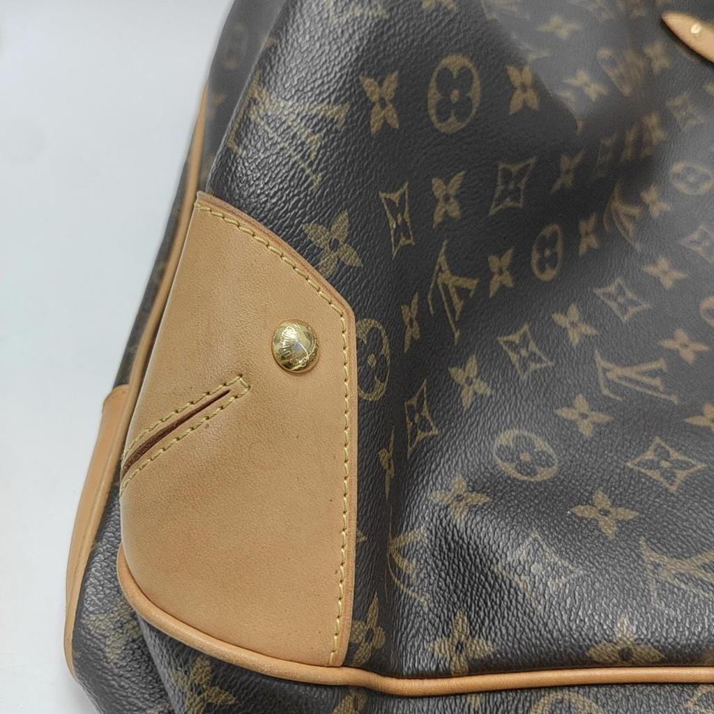 [Pre-Owned] Estrela Large Brown Coated Canvas Monogram Crossbody Handbag Shoulder Bag With Gold Hardware And Detachable Strap - Fair #ILSL7W