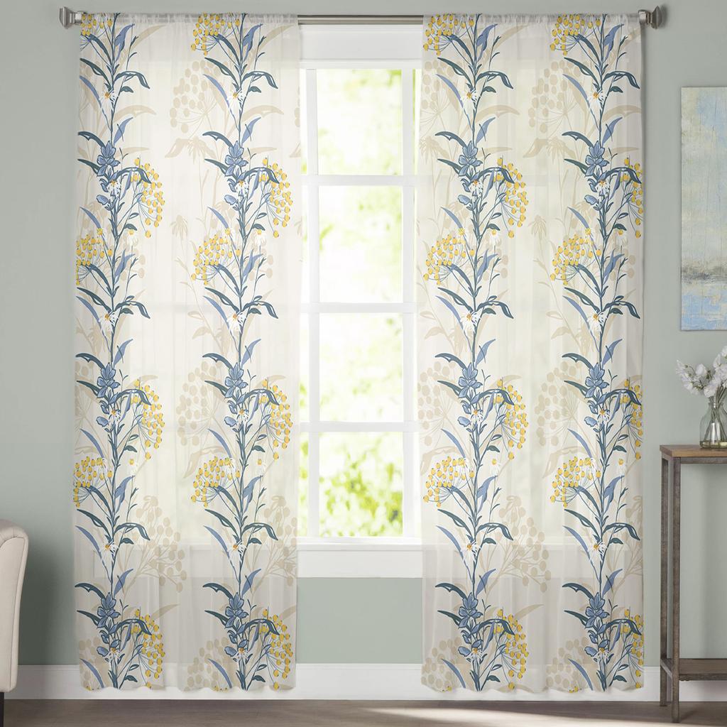 Летний цветок растение современный занавес для гостиной прозрачный тюль занавески окна прозрачные для спальни аксессуары декор