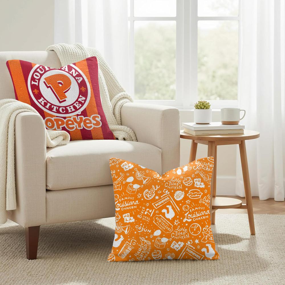 Fried Chicken PPopeyeS Cushion Cover Natural Linen Organic Fabric DoubleSided Printing Couch Pillow Covers Home Decor