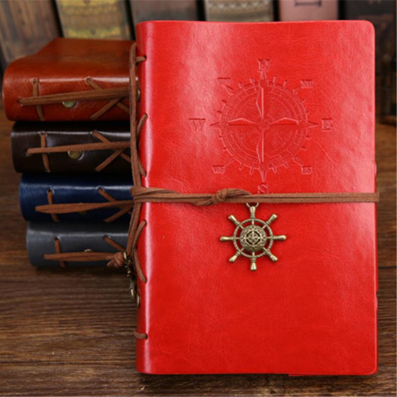 Retro Traveler's Notebook and Journal Diary Planner Note Book PU Leather Pirate Anchors Spiral Journal Notebooks Stationery Gift