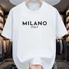 Итальянский Милан 100% Хлопок Короткий Рукав Принтованные Рубашки для Мужчин и Женщин Повседневный Удобный Свободный Модный Летний Топ