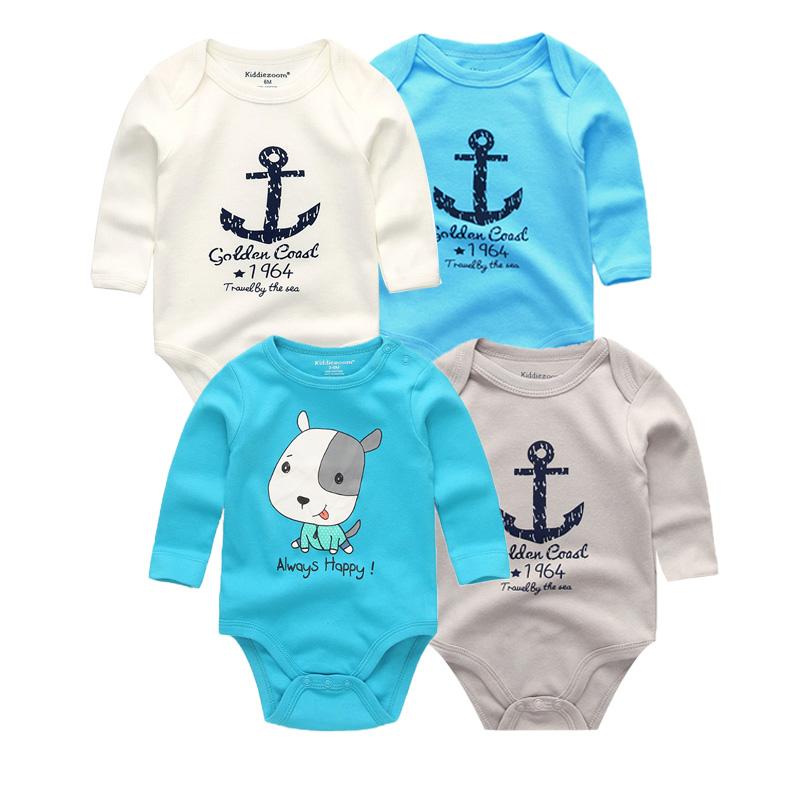 Одежда из 4 предметов для маленьких мальчиков, мягкие хлопковые боди с мультяшным принтом, комбинезон для новорожденных, одежда с длинными рукавами