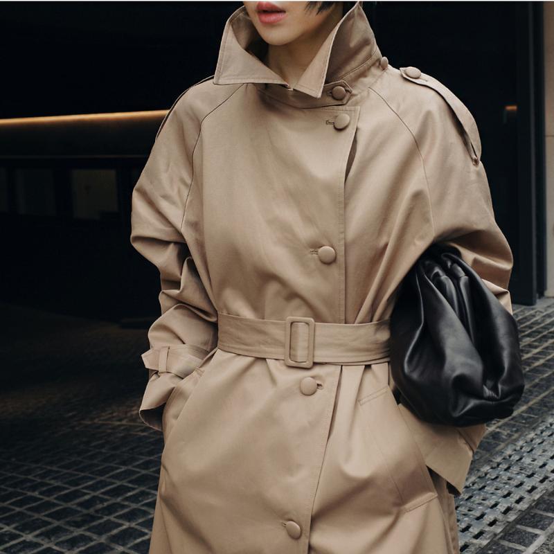 Женская однотонная весенне-осенняя ветровка, простое пальто средней длины