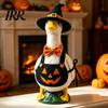 Whimsical Outdoor Decoration Halloween Mini Desk Goose Statue, Cute Small Figurine with Pumpkin Decor Apron And Wizard Hat for Home Office Table
