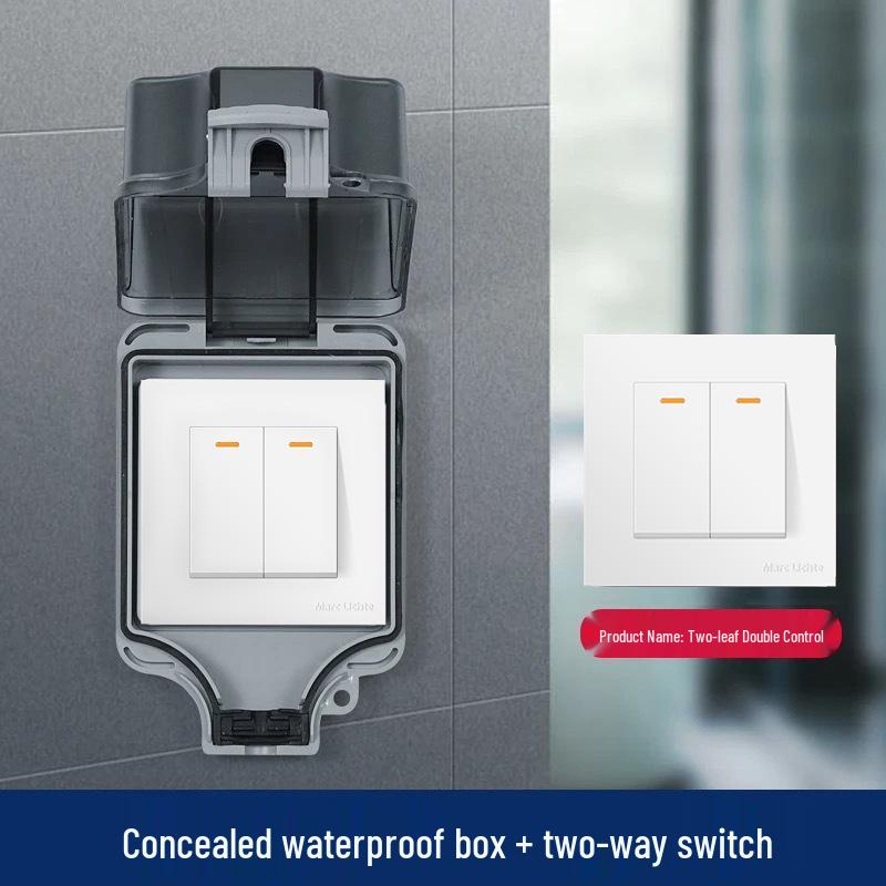 IP66 Waterproof Double-Control Switch with Outdoor Splash-Proof Cover, Wall-Mounted 86 Type Two-Gang/Three-Gang.