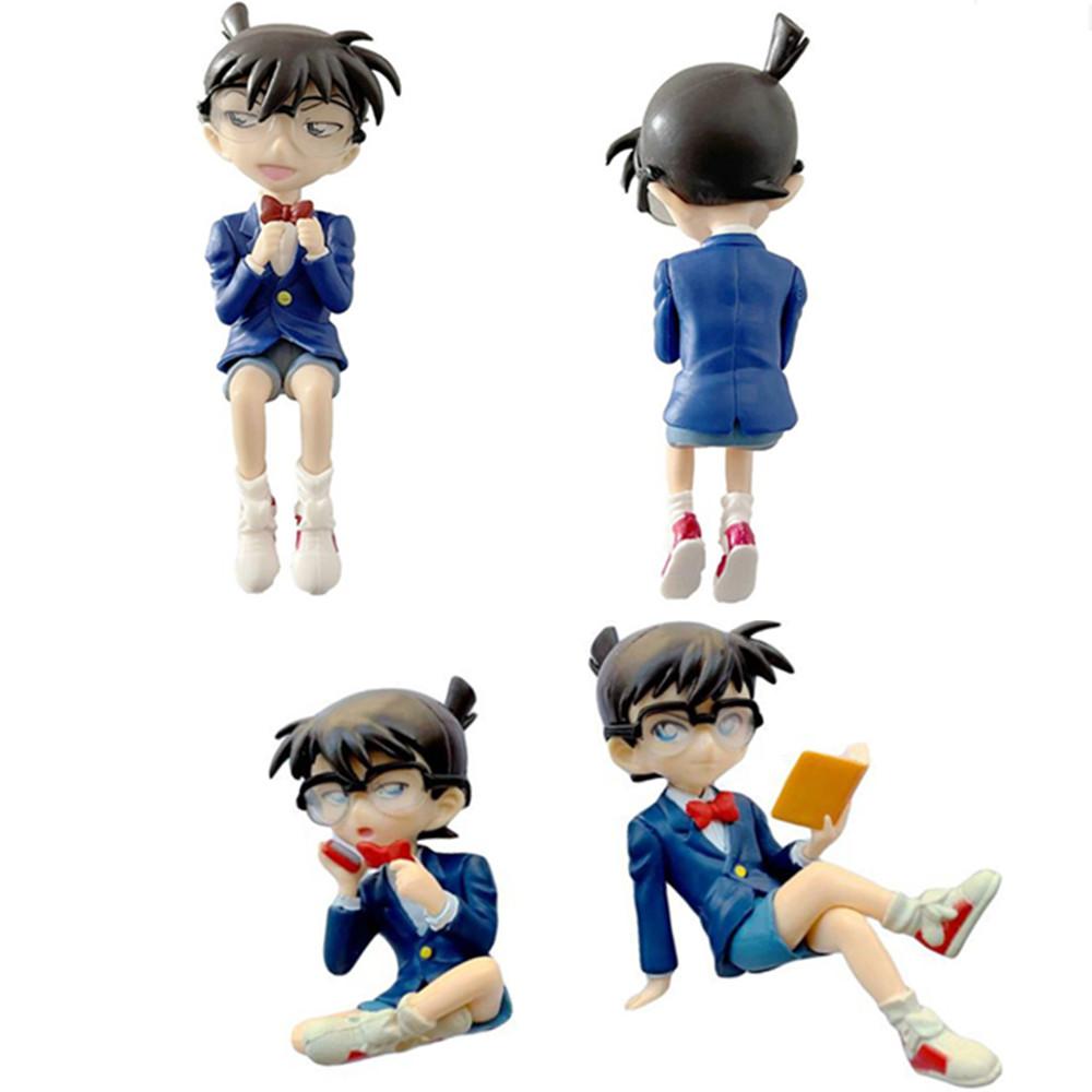 1 Pc Anime Detective Conan Action Figures Cute Sitting Posture Reading Book Detective Phone PVC Model Collection Kid Gift Toy