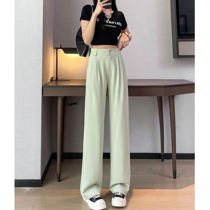 Лето-осень Широкие брюки с эластичной резинкой и высокой талией Свободные прямые повседневные брюки Женские уличные черные брюки Харадзюку Женские брюки