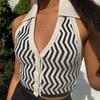 Spring and Summer New Patterned Halter Top Backless Cardigan Knitted Halter Top