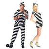 Костюмы заключенных для пары на Хэллоуин, ужасающие черно-белые полосатые тюремные костюмы для побега из тюрьмы, костюмы для выступлений, костюмы для вечеринок