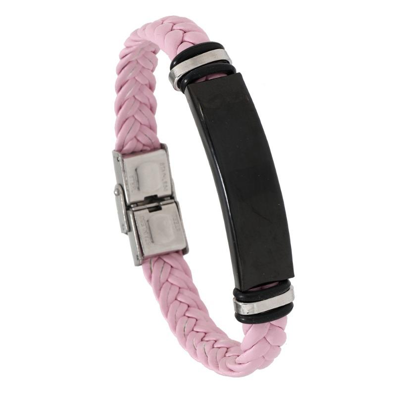 Beautiful jewelry braided stainless steel men bracelet casual glossy leather bracelet bracelet