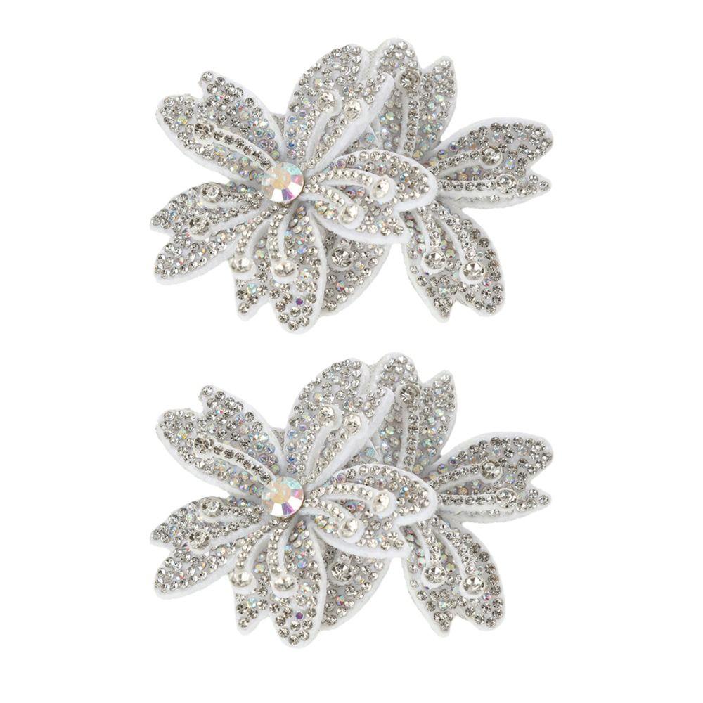 1Pairs DIY Craft Rhinestone Flower Patches Sparkling Sew-On Applique Sewing Supplies